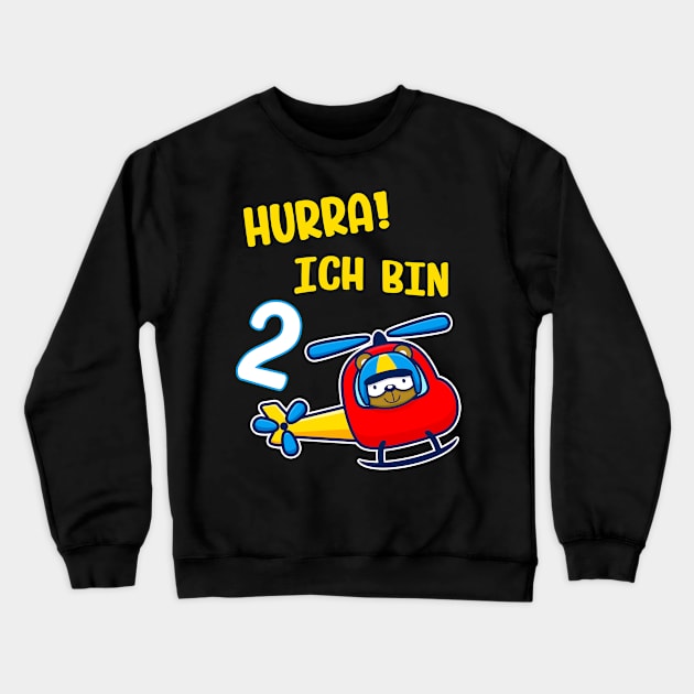 Kinder 2. Geburtstag Junge Hubschrauber Helikopter Crewneck Sweatshirt by Foxxy Merch